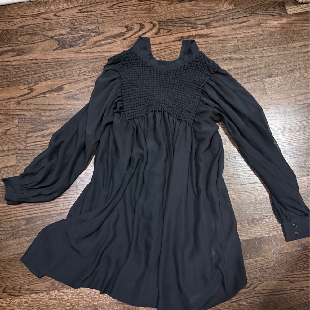 Ganni Black Textured Fabric Dress size 38
